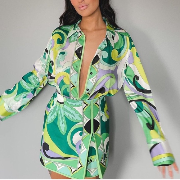 Vibrant Green and Purple Women's Top S and Skirt M - Picture 8 of 12